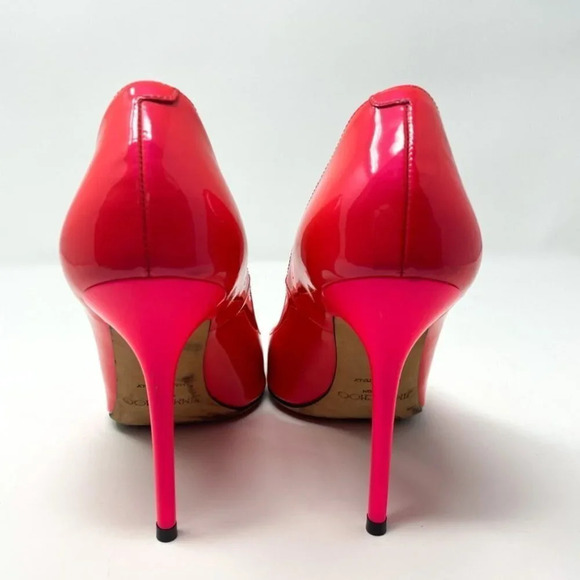Jimmy Choo Patent Leather Romy 85 Pointed Toe Heels Pumps Hot Pink Sz 8 - Picture 6 of 10